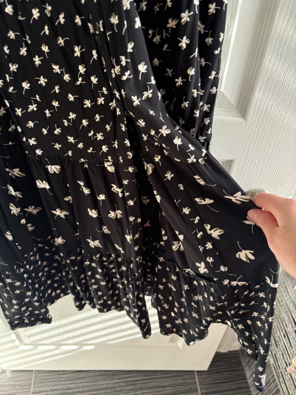 Patrons of Peace Black and White Floral Tiered Maxi Skirt - Picture 2 of 4